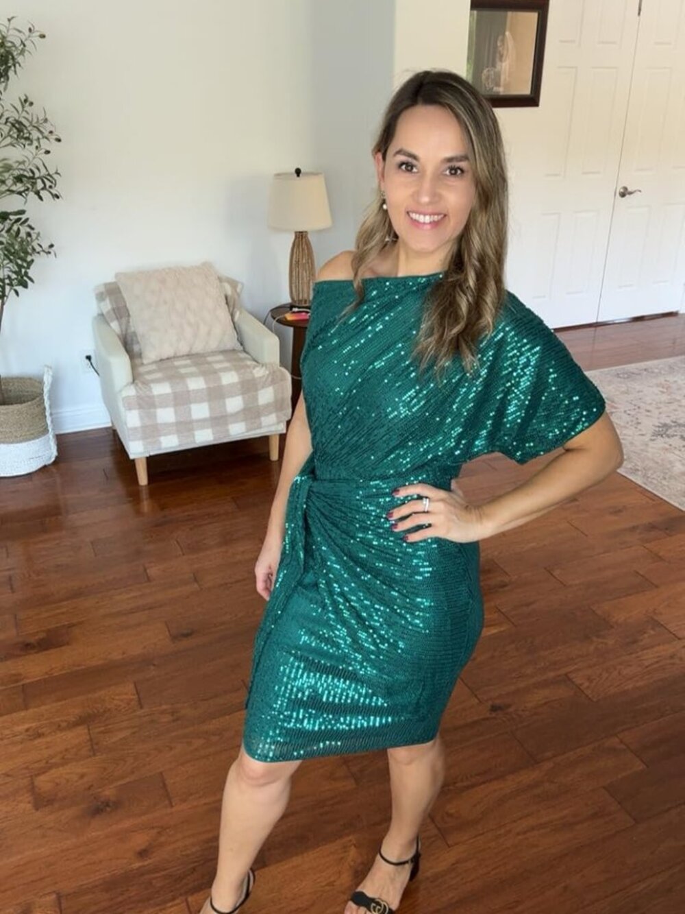 GRACE KARIN Sequin Dress for Women Sexy One Shoulder Party Club Bodycon Dress